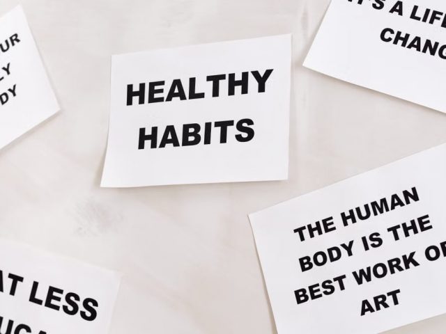 Motivational cards promoting healthy habits and positive thinking for lifestyle change.